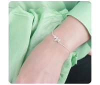 Heart Wave with CZ Stone Silver Bracelet BRS-1111